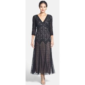 Nordstrom Women’s Pisarro Nights Floral Lace Sequin Beaded Dress Gown Size 6